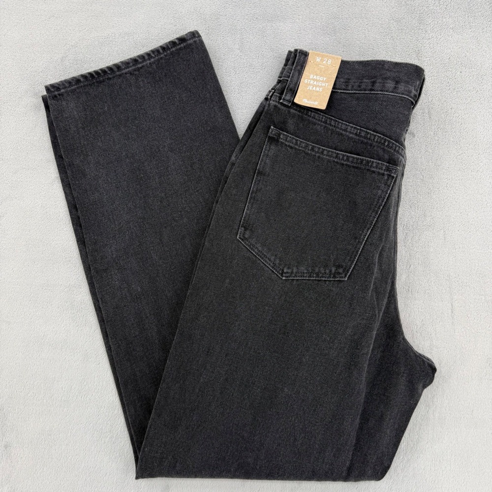 Madewell Womens Size W 28 Baggy Straight Jeans Lunar Black Wash High Rise NWT